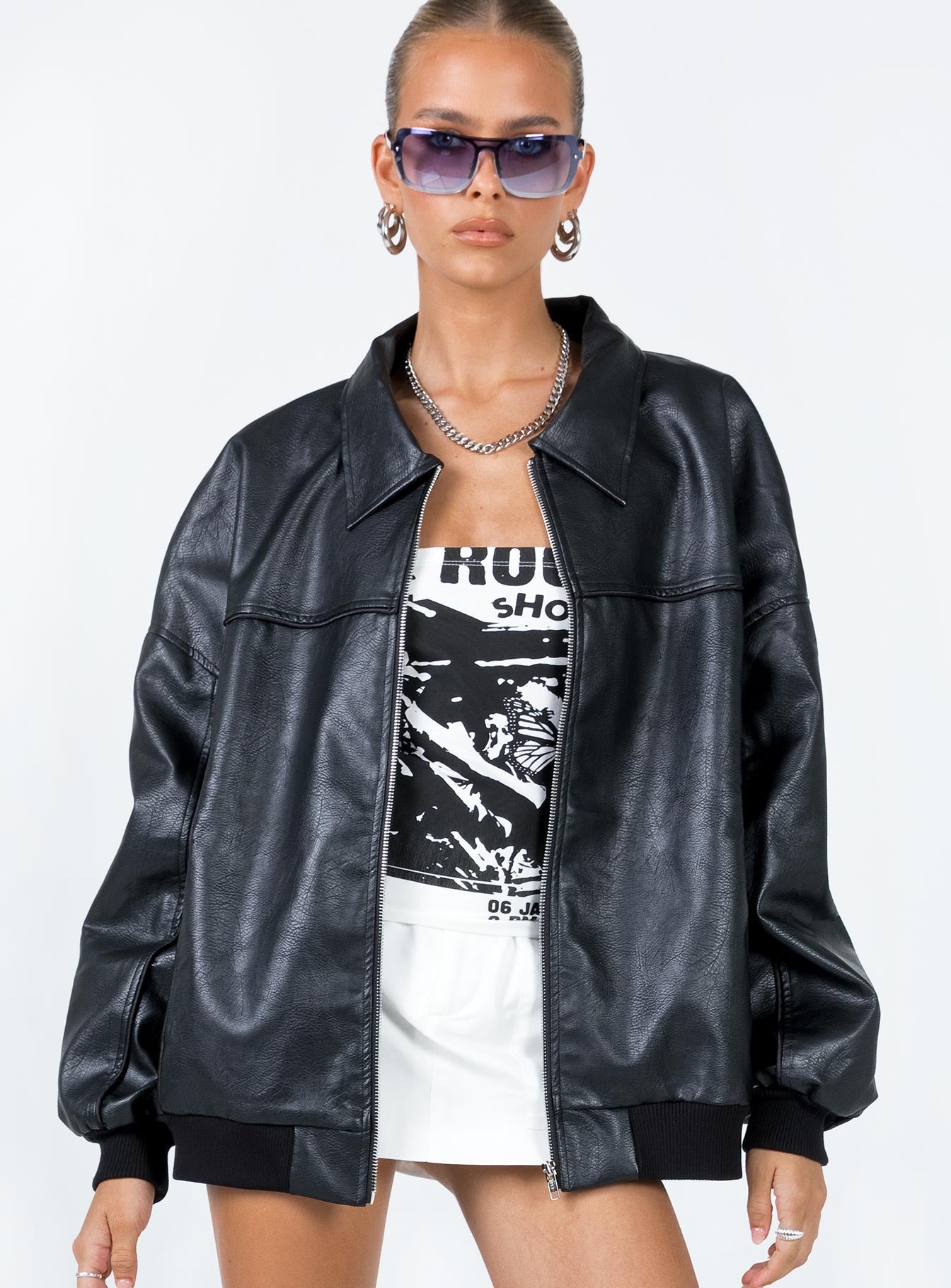 Goldsmith Faux Leather Bomber Jacket