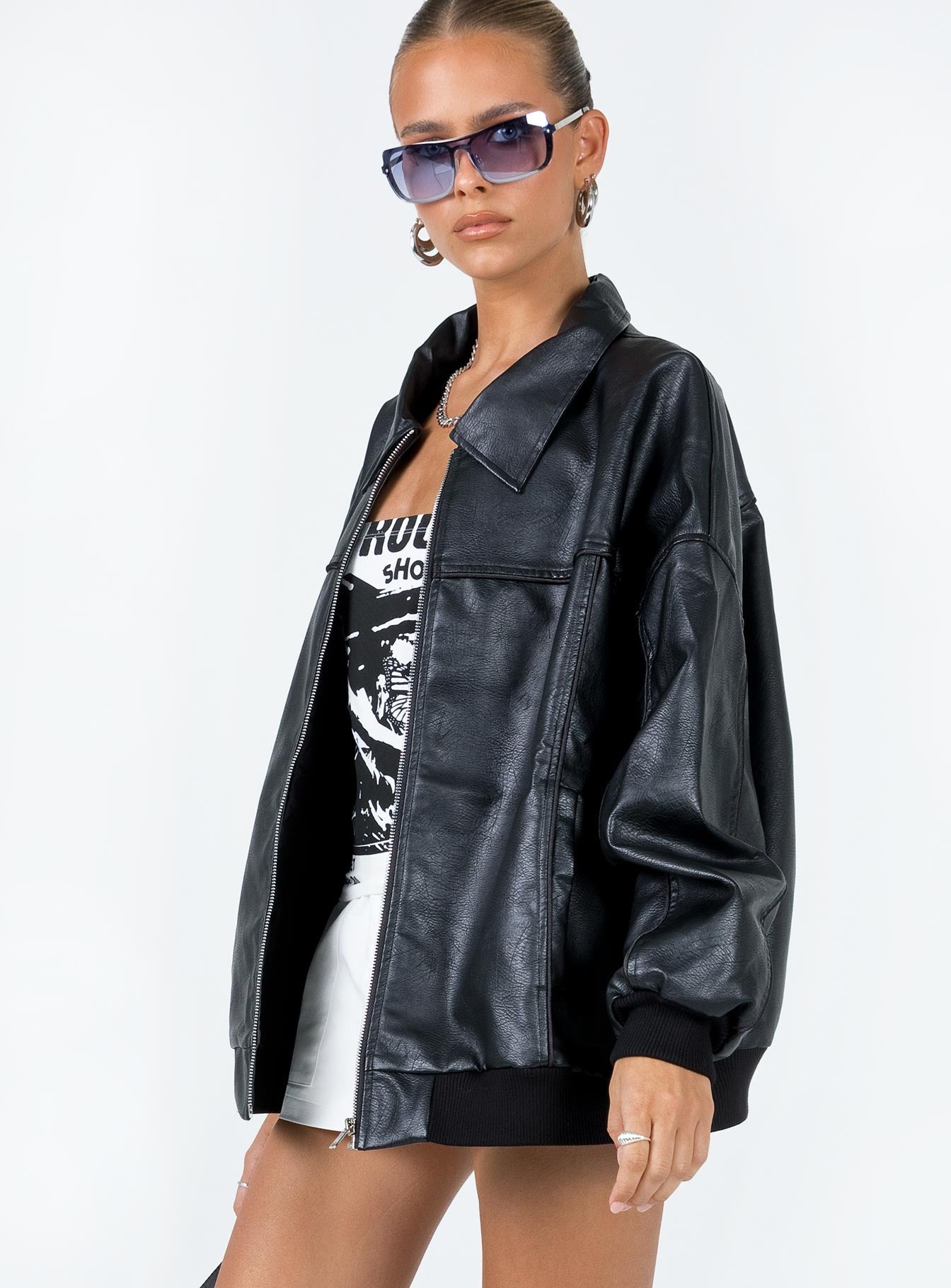 Goldsmith Faux Leather Bomber Jacket