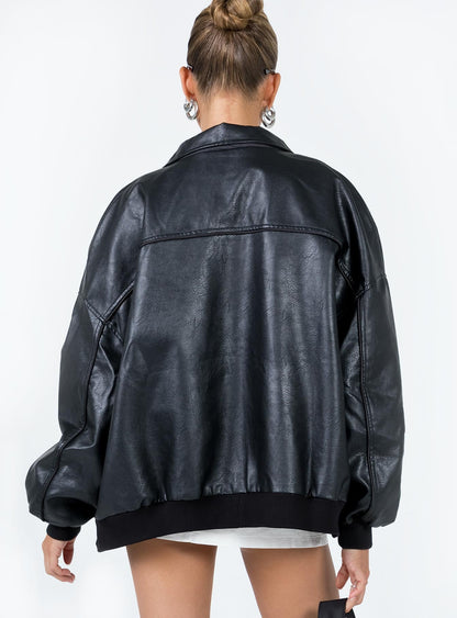 Goldsmith Faux Leather Bomber Jacket